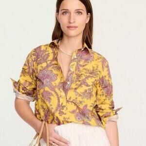 J. Crew Yellow and Purple Paisley Blouse